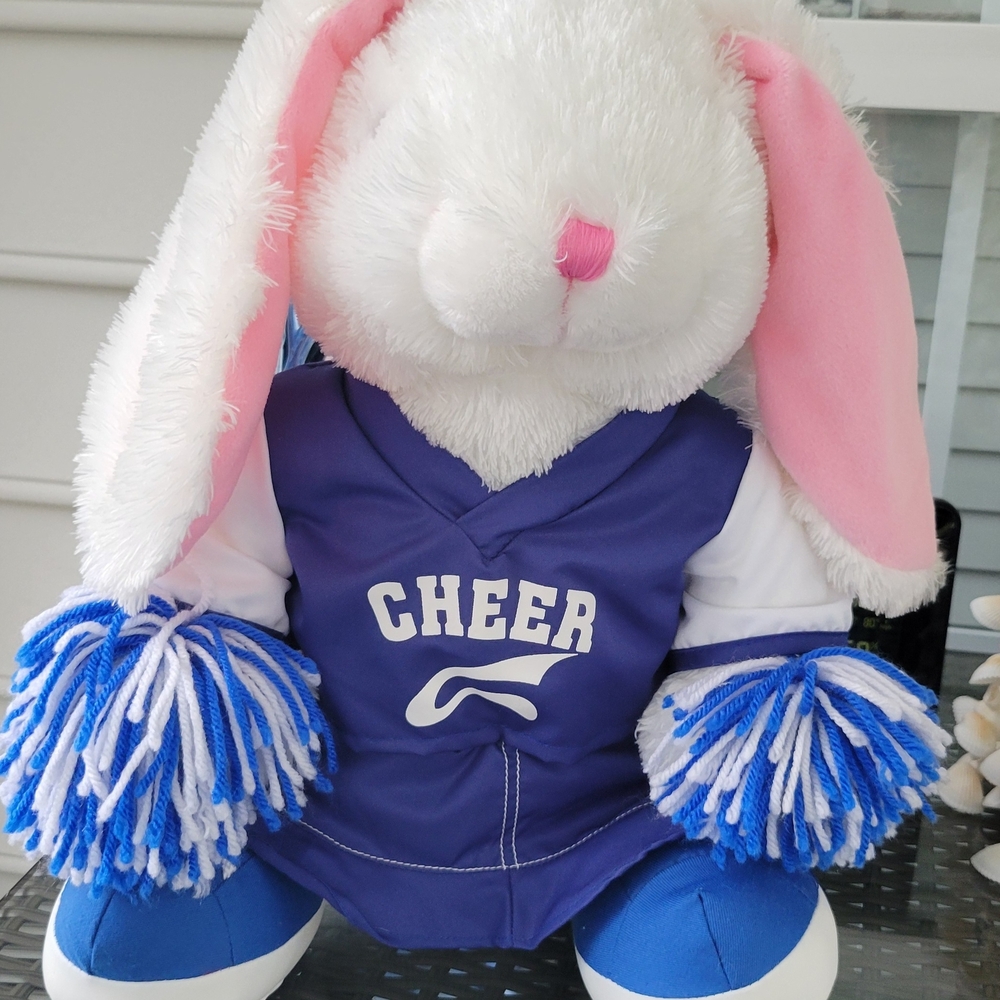 Cheer Bunny Plush with Blue and Pink Accents